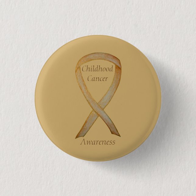 Childhood Cancer Custom Gold Awareness Ribbon Pins (Front)