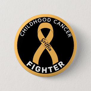 Childhood Cancer Fighter Ribbon Black Button