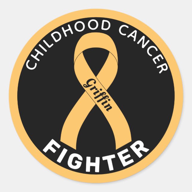 Childhood Cancer Fighter Ribbon Black Classic Round Sticker (Front)