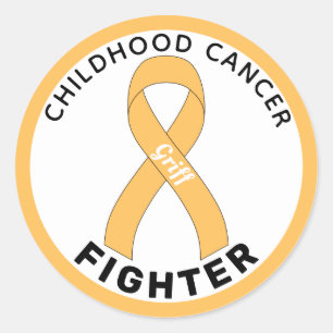 Childhood Cancer Fighter Ribbon White Classic Roun Round Sticker