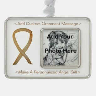 Childhood Cancer Gold Awareness Ribbon Ornaments