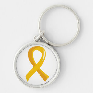 Childhood Cancer Gold Ribbon 3 Key Ring