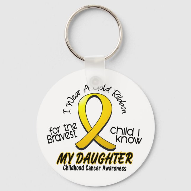 Childhood Cancer Gold Ribbon For My Daughter Key Ring (Front)
