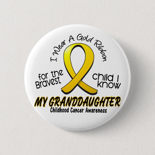 Childhood Cancer Gold Ribbon For My Granddaughter 6 Cm Round Badge (Front)