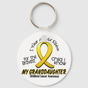 Childhood Cancer Gold Ribbon For My Granddaughter Key Ring