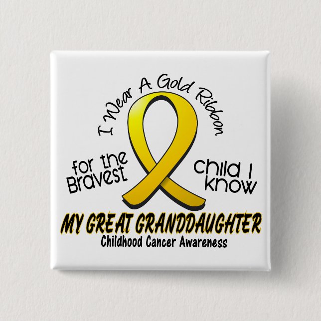 Childhood Cancer Gold Ribbon Great Granddaughter 15 Cm Square Badge (Front)