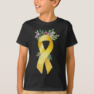 Childhood Cancer Gold Ribbon Watercolor  T-Shirt