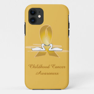 Childhood Cancer Gold Ribbon with Swans Case-Mate iPhone Case