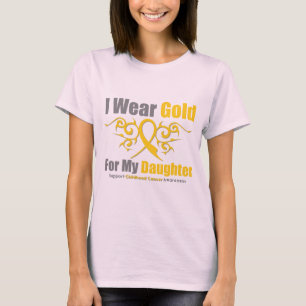 CHILDHOOD CANCER Gold Tribal Ribbon Daughter T-Shirt