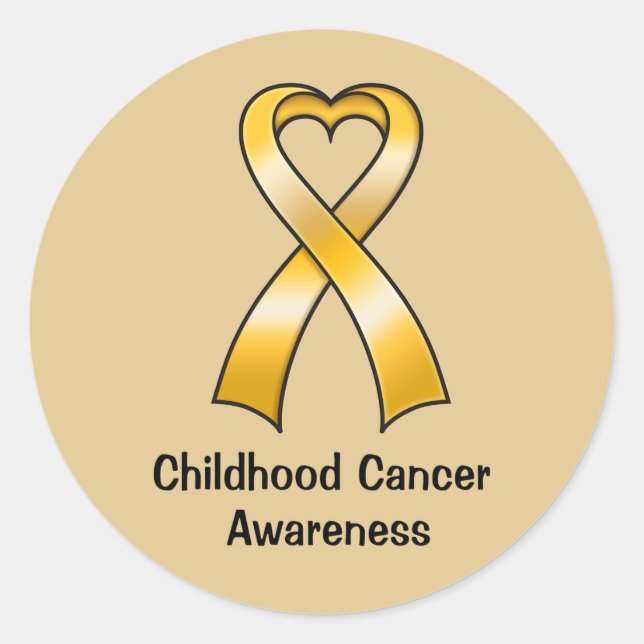 Childhood Cancer Heart Ribbon Classic Round Sticker (Front)