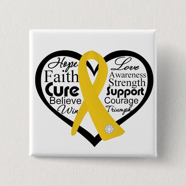 Childhood Cancer Heart Ribbon Collage 15 Cm Square Badge (Front)