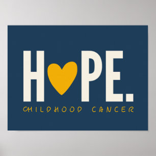 childhood cancer HOPE heart Poster Prints Sign