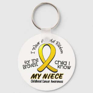 Childhood Cancer I Wear Gold Ribbon For My Niece Key Ring