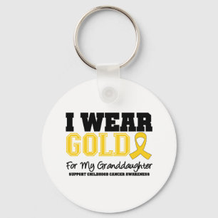 Childhood Cancer I Wear Gold Ribbon Granddaughter Key Ring
