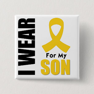 CHILDHOOD CANCER I Wear Gold Ribbon Son 15 Cm Square Badge