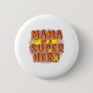 Childhood Cancer Mama Of A Superhero Family Ribbon 6 Cm Round Badge
