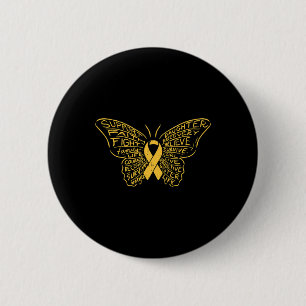 Childhood Cancer Ribbon Butterfly Awareness Suppor 6 Cm Round Badge