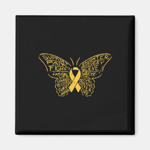 Childhood Cancer Ribbon Butterfly Awareness Suppor Magnet