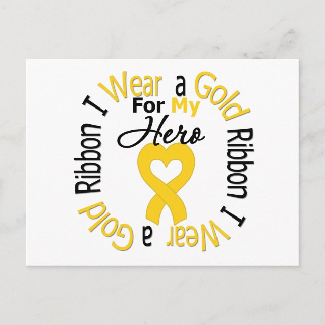 Childhood Cancer Ribbon For My Hero Postcard (Front)
