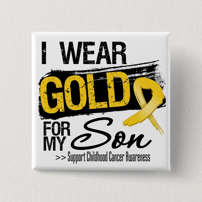 Childhood Cancer Ribbon For My Son 15 Cm Square Badge (Front)