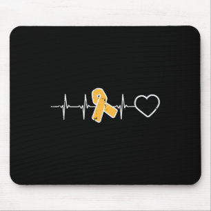 Childhood Cancer Ribbon Heartbeat Awareness Men Wo Mouse Pad