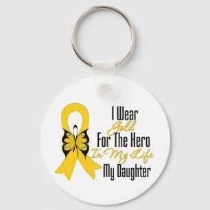 Childhood Cancer Ribbon My Hero My Daughter Key Ring