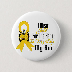 Childhood Cancer Ribbon My Hero My Son 6 Cm Round Badge