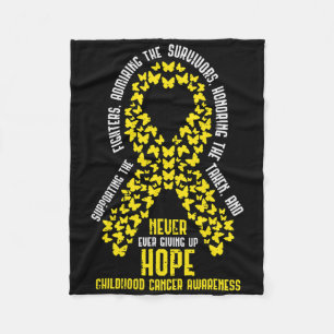Childhood Cancer Ribbon Never Giving Up Hope Aware Fleece Blanket