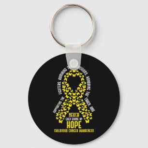 Childhood Cancer Ribbon Never Giving Up Hope Aware Key Ring