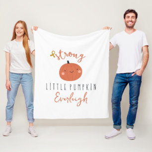 childhood cancer strong little pumpkin Custom Name Fleece Blanket