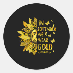 Childhood Cancer Sunflower In September We Wear Go Classic Round Sticker