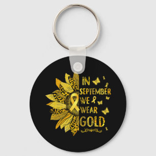 Childhood Cancer Sunflower In September We Wear Go Key Ring