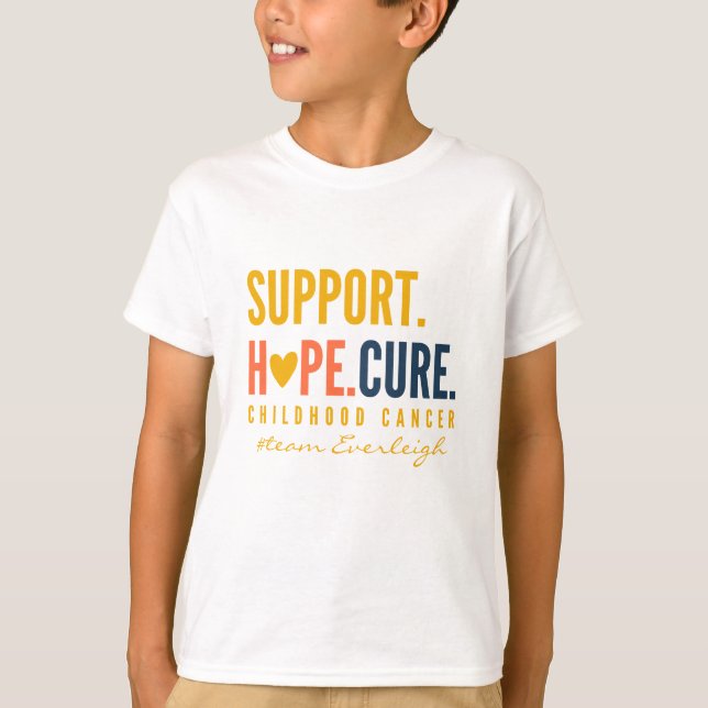 childhood cancer support Custom name Kids T-Shirt (Front)