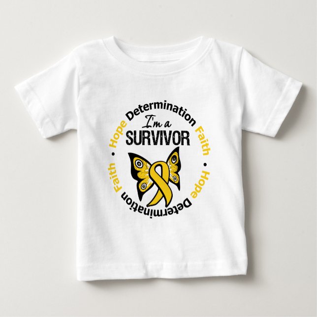 Childhood Cancer Survivor Hope Determination Faith Baby T-Shirt (Front)