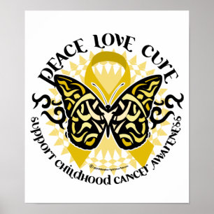Childhood Cancer Tribal Butterfly Poster