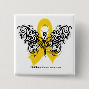 Childhood Cancer Tribal Butterfly Ribbon 15 Cm Square Badge