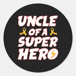 Childhood Cancer Uncle Of A Superhero Family Ribbo Classic Round Sticker