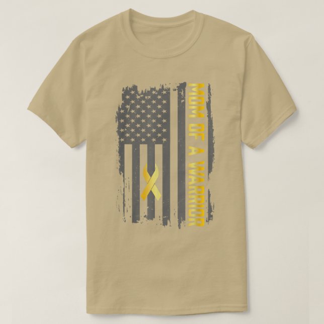 Childhood Cancer Usa Flag Mum of a Warrior Childho T-Shirt (Design Front)