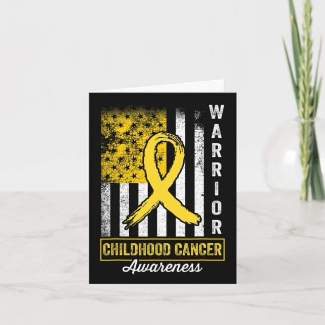 Childhood Cancer Warrior Awareness Gold Ribbon Ret Card (Front)