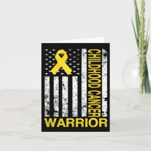 Childhood Cancer Warrior Awareness Usa Flag Golden Card