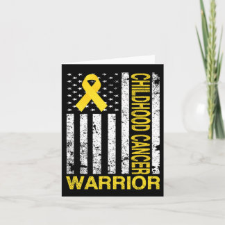 Childhood Cancer Warrior Awareness Usa Flag Golden Card