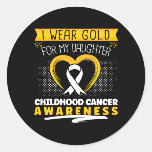 Childhood Cancer Wear Gold For Daughter Heart Classic Round Sticker