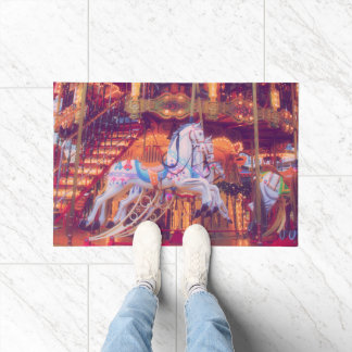 childhood dream - old horse carousel doormat