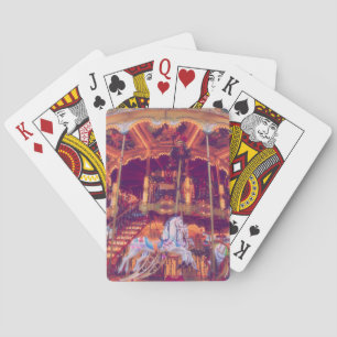 childhood dream - old horse carousel playing cards