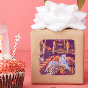 childhood dream - old horse carousel square sticker