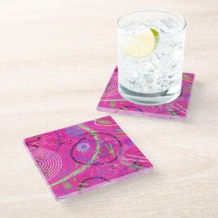 Childhood Memories Abstract Art Glass Coaster