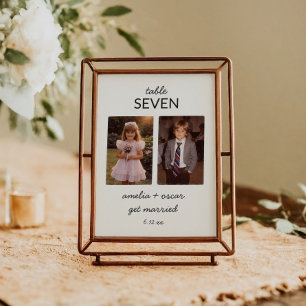Childhood Photo Wedding Reception Cocktail Party Table Number