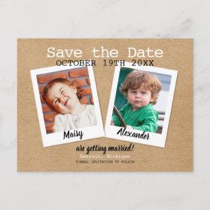 Childhood Photos Rustic Boho Save the Date Announcement Postcard