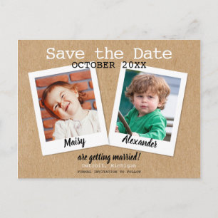Childhood Photos Save the Date Rustic Boho Announcement Postcard