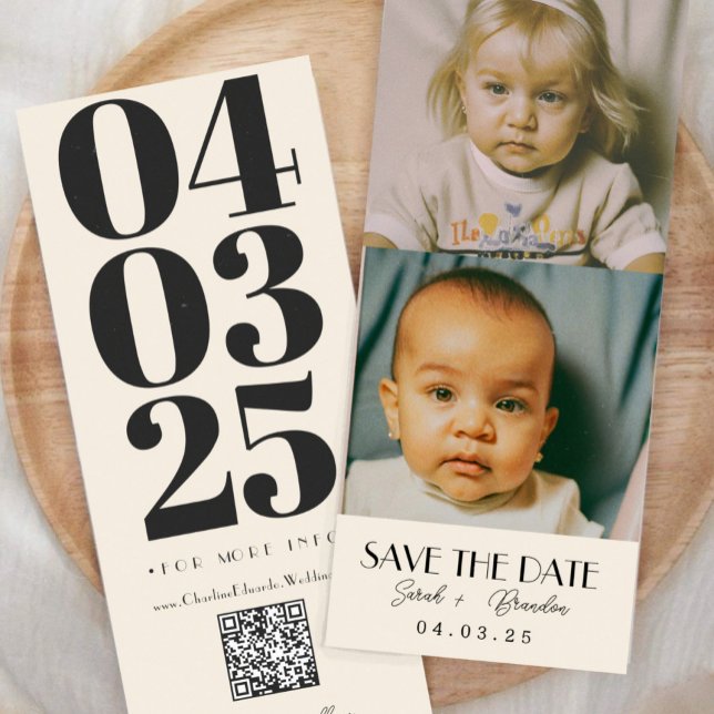 Childhood Photos Typography Qrcode Save the Date Invitation (Creator Uploaded)